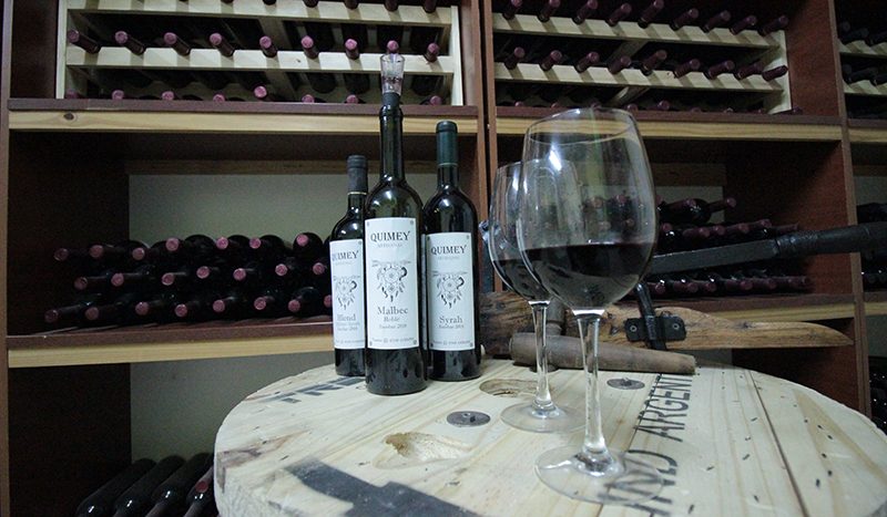 botellas y copas de Quimey