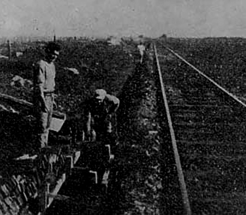 trabajos del tendido de las vias a Savio